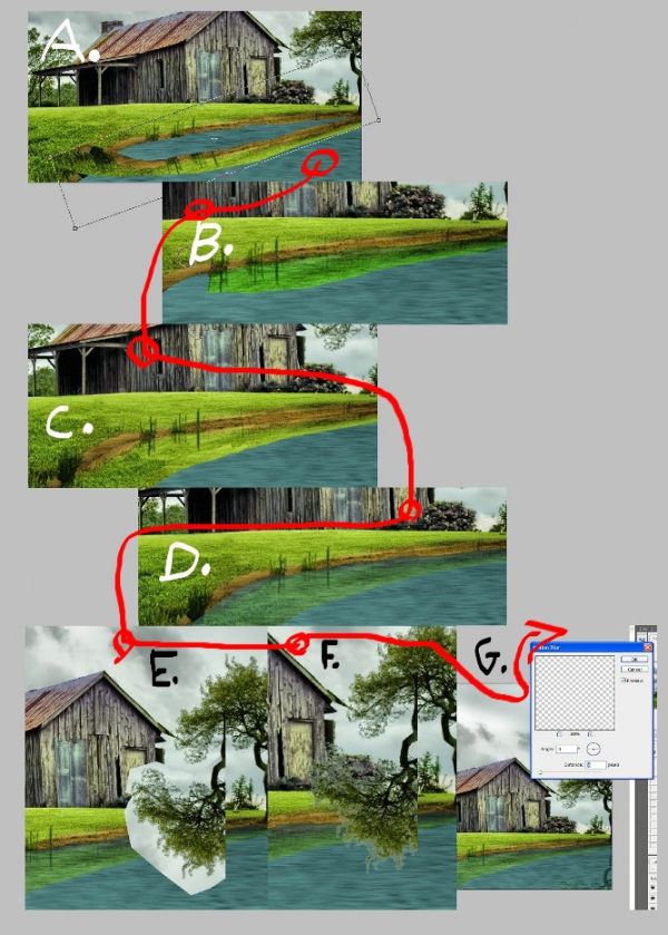 Creation of Shadow by the Pond: Step 2